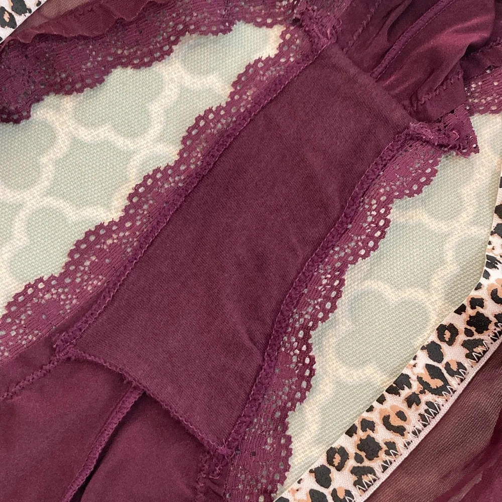 Vintage Victoria’s Secret Leopard Trim Mesh Side Cheeky Purple L